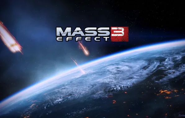 Картинка космос, земля, кометы, Mass Effect