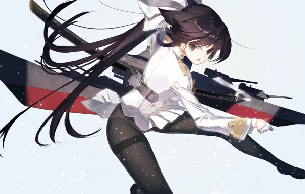 Девушка, Оружие, Аниме, Брюнетка, Арт, Azur Lane