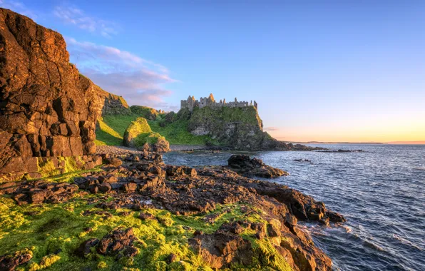 Coast, ireland, atlantic ocean, dunluce castle