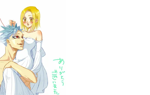 Арт, пара, белый фон, Семь смертных грехов, Бан, Элейн, Nanatsu No Taizai
