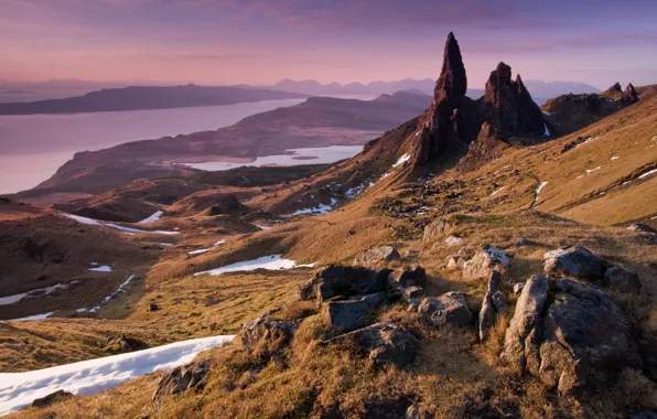 Картинка вода, горы, природа, скалы, Шотландия, Europe, rocks, Scotland