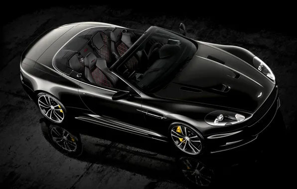 Картинка отражение, Aston Martin, DBS, суперкар, кабриолет, полумрак, Ultimate, передок