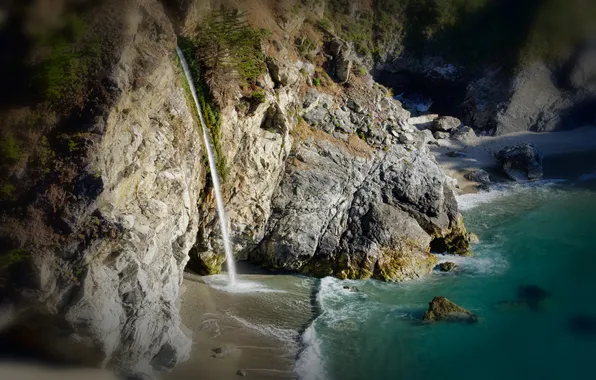 Картинка скалы, берег, водопад, США