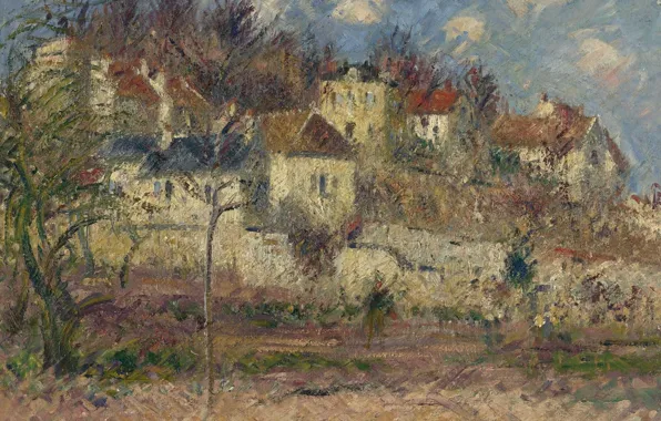 Пейзаж, дома, картина, Гюстав Луазо, Gustave Loiseau, Деревенская Сцена