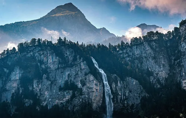 Горы, водопад, Швейцария, Райхенбах