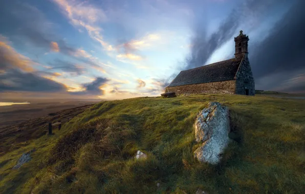 Sunrise, chapel, Finistère, St Michel de Brasparts