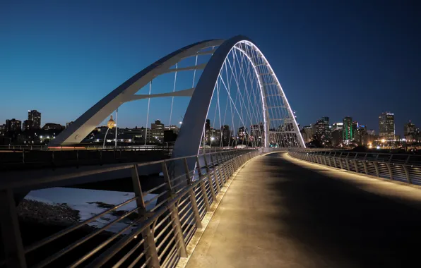 Мост, огни, подсветка, Канада, Edmonton, Эдмонтон