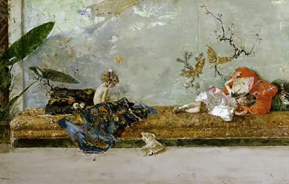 Картина, жанровая, Мариано Фортуни, Дети Художника, Японский Класс, Мария Луиза и Мариано