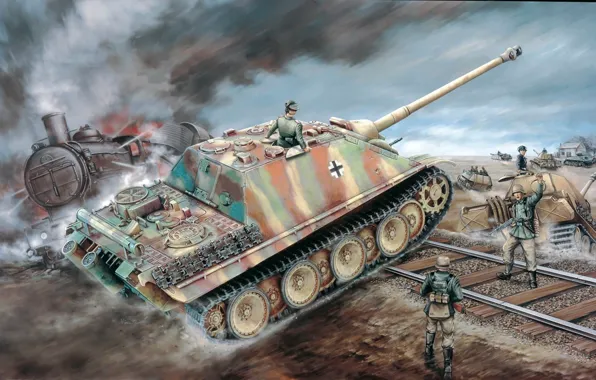 Рисунок, вторая мировая, немцы, сау, вермахт, Jagdpanther, Sd.Kfz. 173, ягдпантера