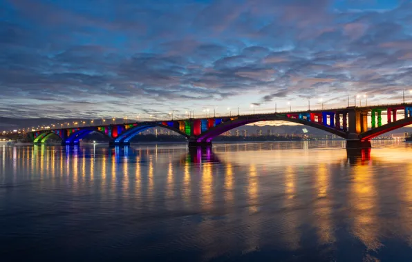 Город, Сумерки, Красноярск, Енисей, Коммунальный м