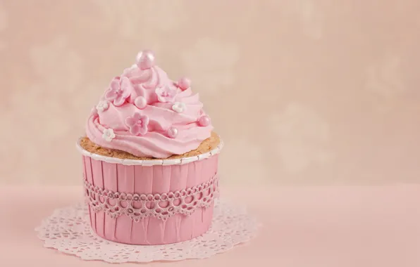 Украшения, розовый, крем, pink, sweet, cupcake, кекс, baby