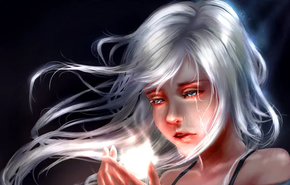 Картинка свечение, фэнтези, арт, плачет, девувшка, by b1tterRabbit