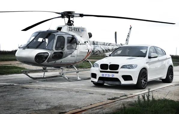 Белый, небо, трава, bmw, бмв, вертолёт, white, кроссовер