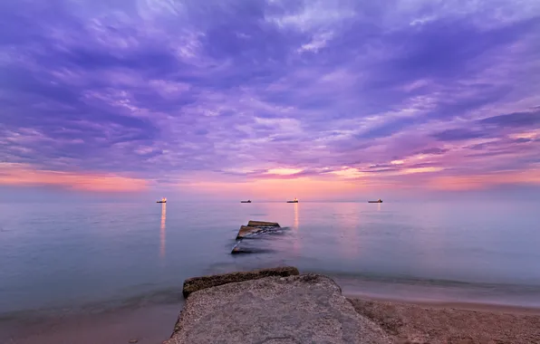 Море, закат, beach, sea, sunset, sand, wave