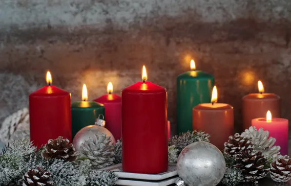 Свечи, Новый Год, Рождество, merry christmas, decoration, xmas, holiday celebration