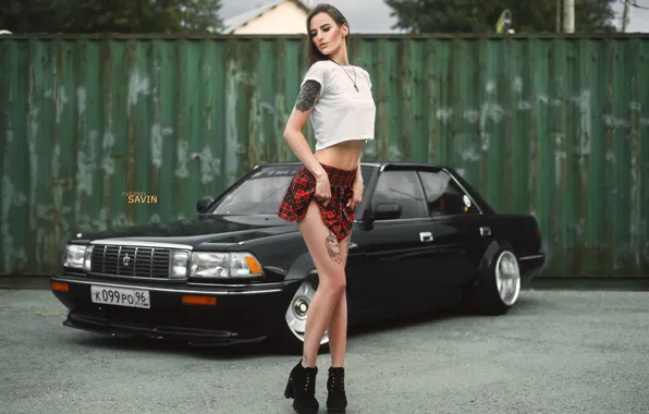 Картинка sexy, Toyota, cars, japan, girls, nikon, crown, low