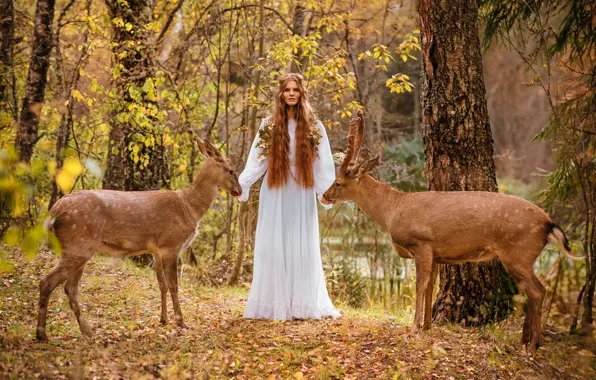 Женщина, олени, Александра Савенкова