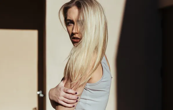 Взгляд, девушка, портрет, блондинка