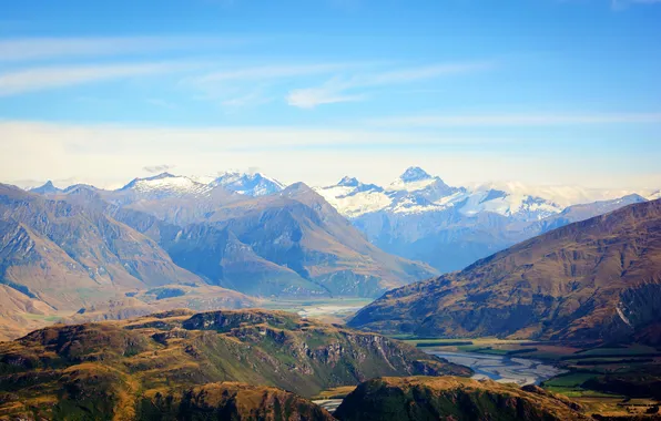 Горы, долина, Новая Зеландия, ущелье, Otago