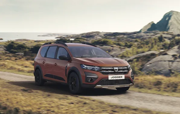 Картинка дорога, море, движение, экстерьер, 2021, Dacia Jogger