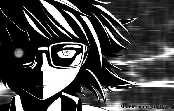 Взгляд, арт, очки, парень, March Comes in Like a Lion, Мартовский лев, Sangatsu no Lion