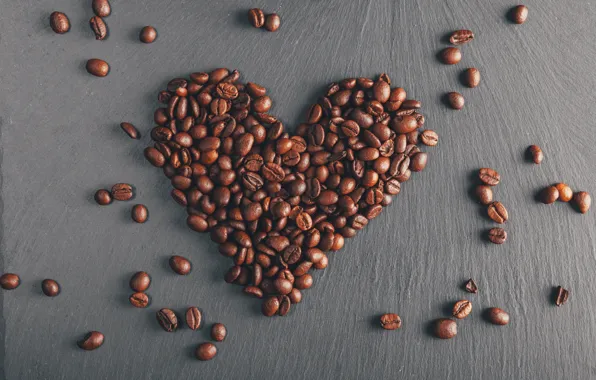 Love, Сердце, Праздник, Кофейные зерна, День влюбленных