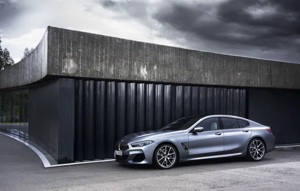 Картинка стена, здание, купе, BMW, Gran Coupe, 8-Series, 2019, четырёхдверное купе