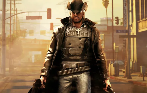 Картинка пистолет, крест, шляпа, Call of Juarez The Cartel, пробитый бронежелет