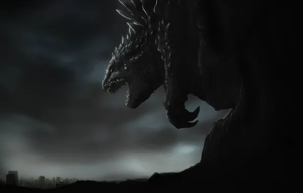 Рисунок, Монстр, Фон, Годзилла, Арт, Art, Godzilla, Kaiju
