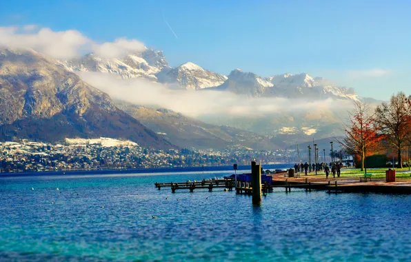 France, mountains, Annecy, Haute-Savoie, Lake Annecy, Auvergne-Rhône-Alpes, Mont Veyrier, Le Semnoz