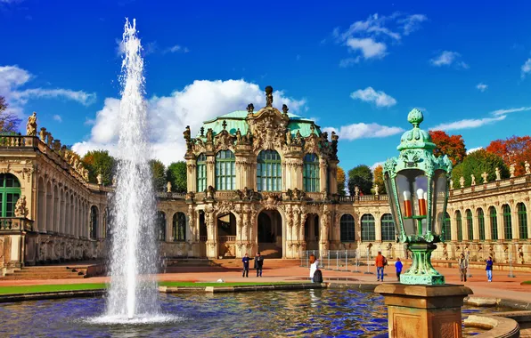 Город, здания, Германия, фонтан, Dresden