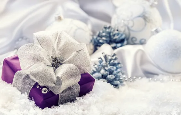 Картинка снег, украшения, Новый Год, Рождество, подарки, Christmas, Xmas, decoration