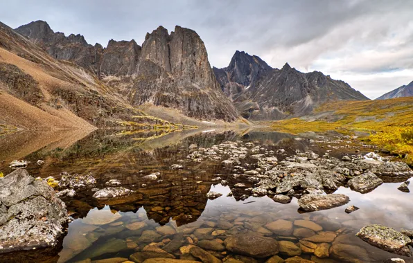 Горы, природа, озеро, камни, обои, wallpaper, картинка, nature
