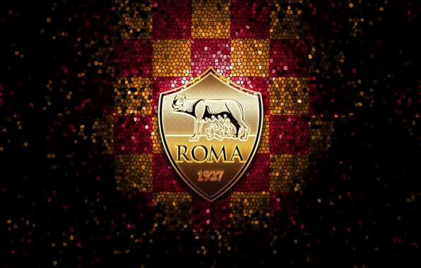 Wallpaper, sport, logo, football, AS Roma, glitter, checkered