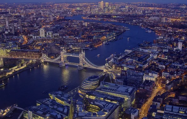 Картинка мост, река, Англия, Лондон, дома, панорама, Темза