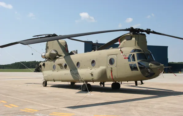 Вертолет, аэродром, лопасти, helicopter, CH-47F, Chinook