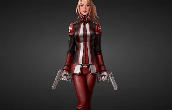 Картинка девушка, пистолет, воин, фэнтези