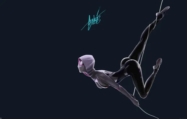 Women, digital art, Marvel Comics, Spiderman, Gwen Stacy, simple background, tight clothing, Spider-Girl