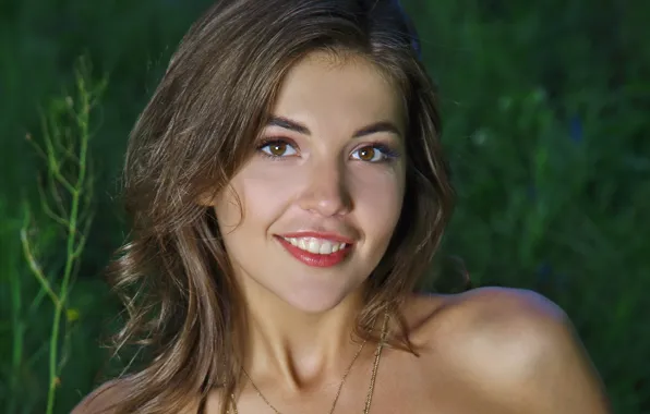 Girl, brown hair, nature, woman, smile, model, face, monika