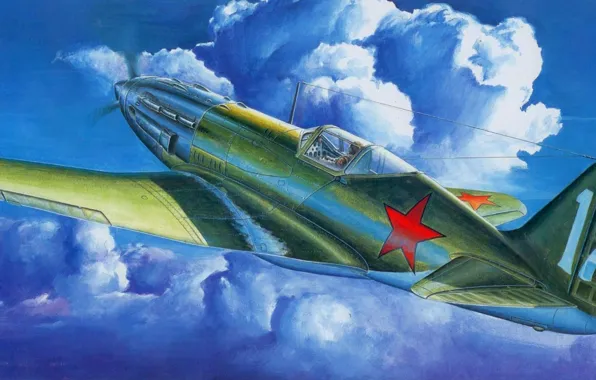Картинка небо, облака, истребитель, МиГ-3, советский, высотный, MiG-3