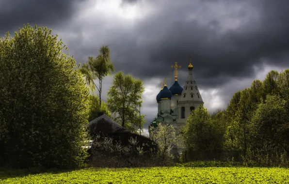 Небо, природа, весна, церковь, храм