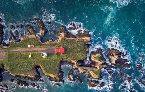 Картинка море, маяк, Калифорния, США, Point Arena Light