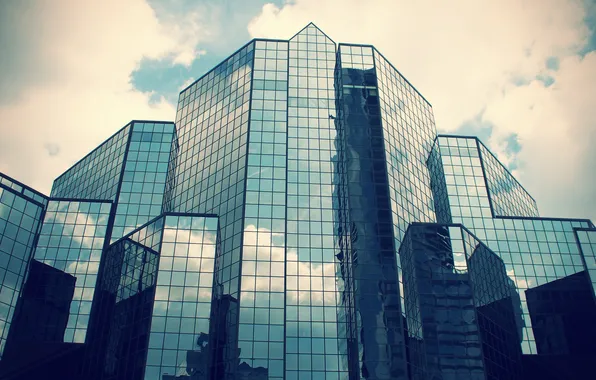 Картинка небо, стекло, отражение, здание