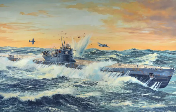 Германия, дизельная, U-505, подводная лодка типа IX-C, большая океанская немецкая
