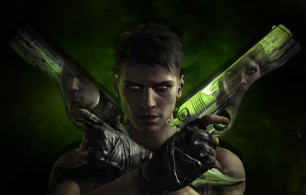 Лицо, пистолеты, парень, devil may cry, capcom, Dmc