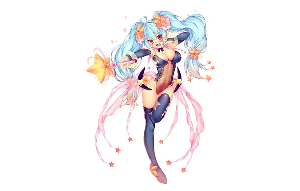 Girl, sexy, cleavage, thighhighs, long hair, legs, boobs, anime