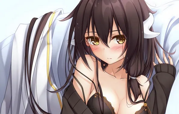 Girl, sexy, lingerie, bra, cleavage, long hair, boobs, anime