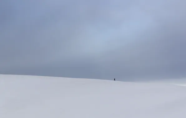Картинка небо, снег, человек