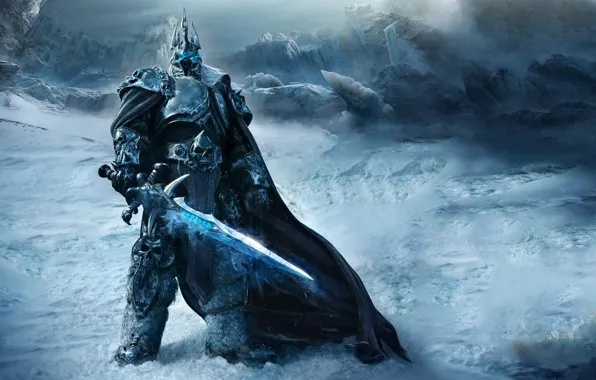 Картинка горы, игра, воин, Wrath Of The Lich King, World Of Warcraft