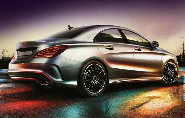 Фон, Mercedes-Benz, Мерседес, вид сзади, AMG, 250, Sports Package, CLA